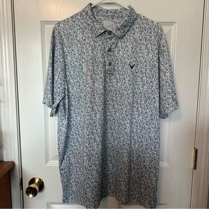 Callaway Opti Dri Blue and White Patterned Polo Golf Shirt EUC Sz XL